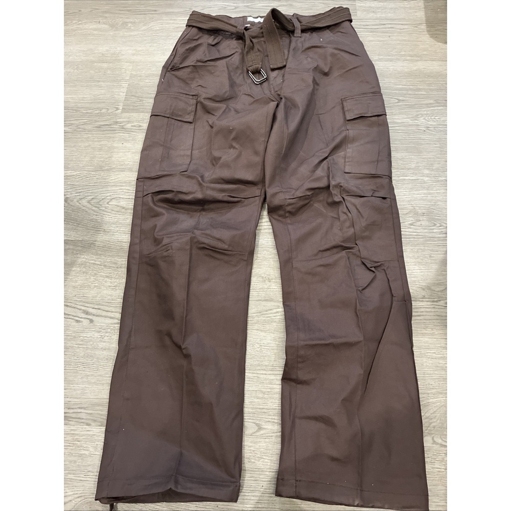 Men's Regal Wear Solid Brown Cargo Pocket Pants w/ Belt | Size 36x34